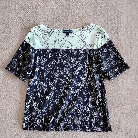 Karen Scott elbow-length sleeve boatneck relaxed fit pullover - Picture 2 of 7